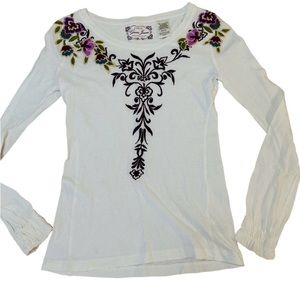 guess blouse long sleeve white color size M 10-12